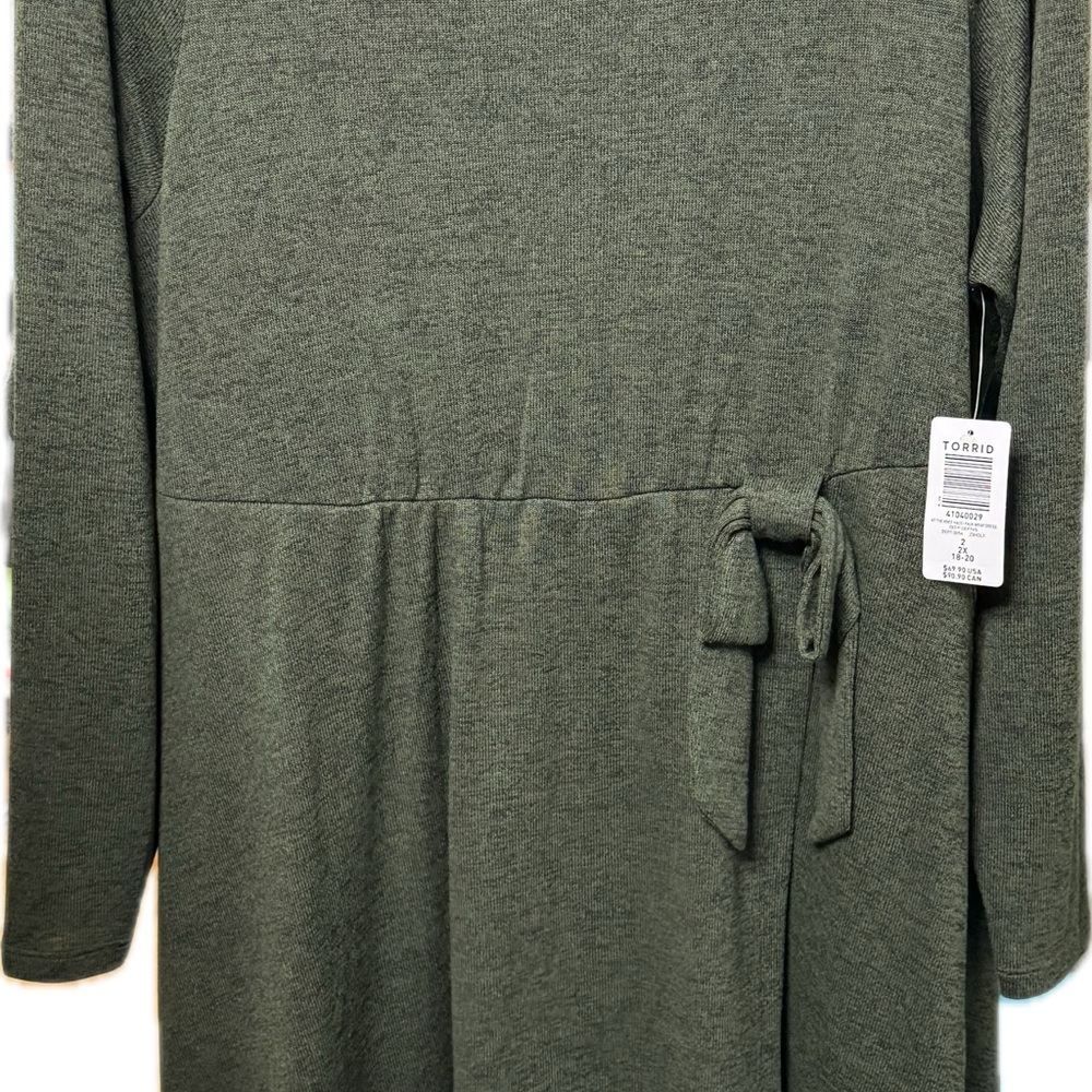 Torrid super soft plush Green Long Sleeve at the knee hacci faux wrap Dress